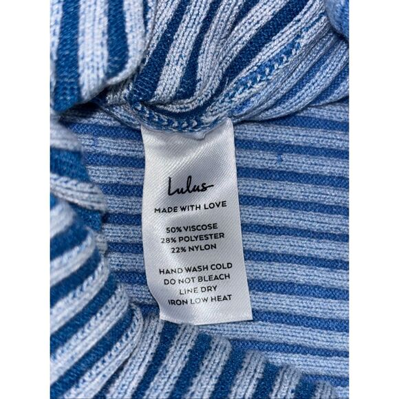 Lulus Radiant Personality Blue Color Block Ribbed Knit Midi Dress size XL NEW - Picture 8 of 13